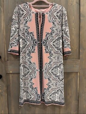 Studio One Pink Paisley Dress Gold Accent